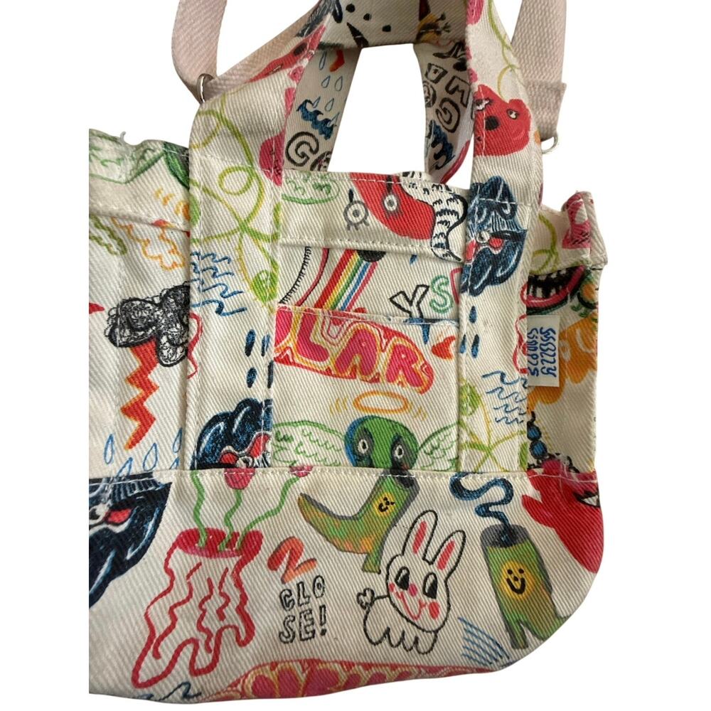 Holly Simple Colorful Doodle Print Mini Tote Crossbody Bag - Picture 3 of 5